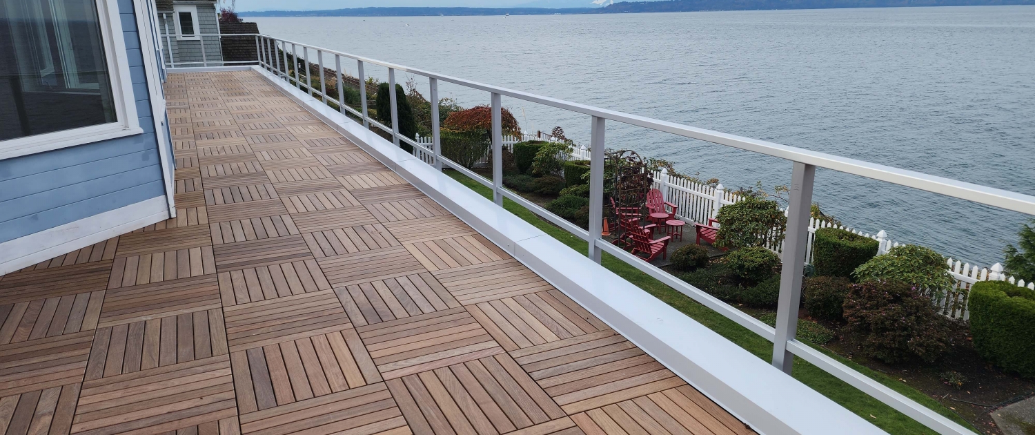 Ipe Tiles over pedestals on a roof deck