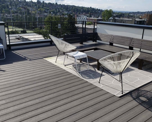 PVC decking on pedestals over a roof deck